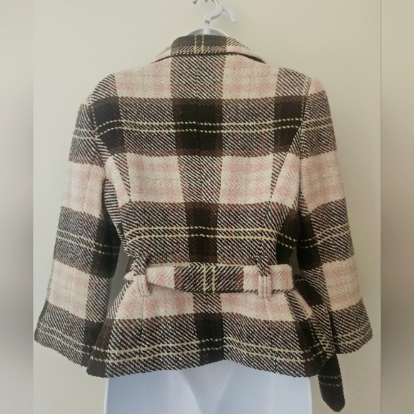 Cabi Plaid Belted Short Jacket Wool Blend Blazer 8 - Picture 10 of 16
